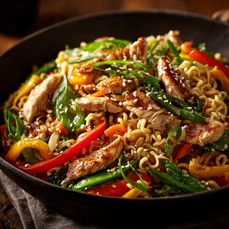 Nouilles sautées au poulet  Recette rapide, savoureuse et ultra gourmande