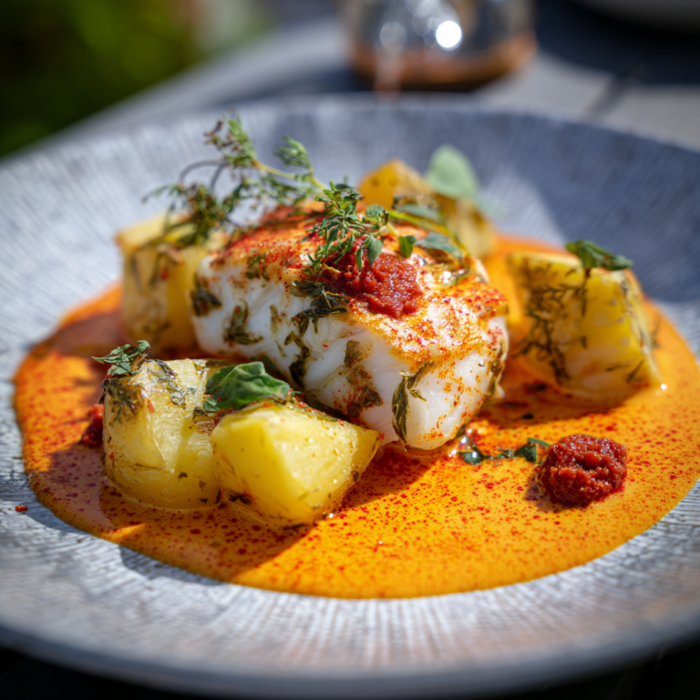 Dos de cabillaud à la crème de chorizo – Recette raffinée et facile