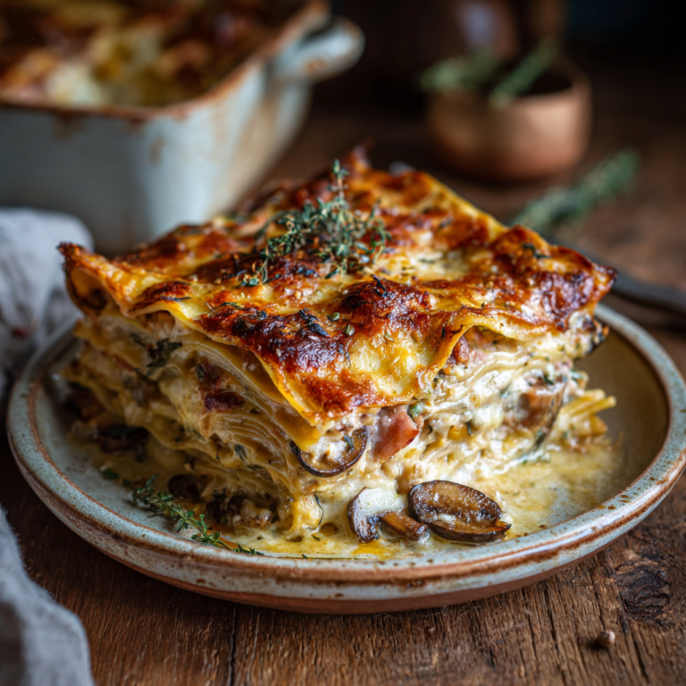 Lasagnes aux Champignons, Jambon et Fromage – Recette Gourmande et Facile