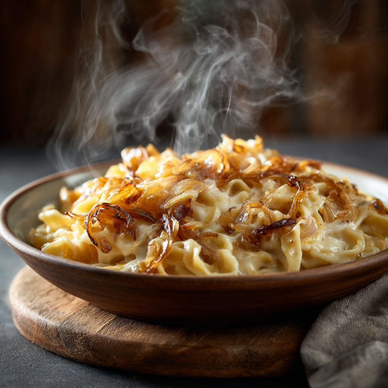 Pâtes aux Oignons Caramélisés – Crémeuses et Ultra Savoureuses