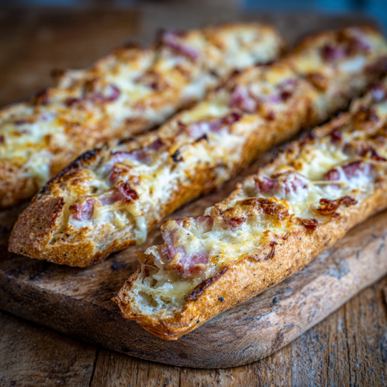Baguettes gourmandes aux lardons et au fromage – recette facile et croustillante